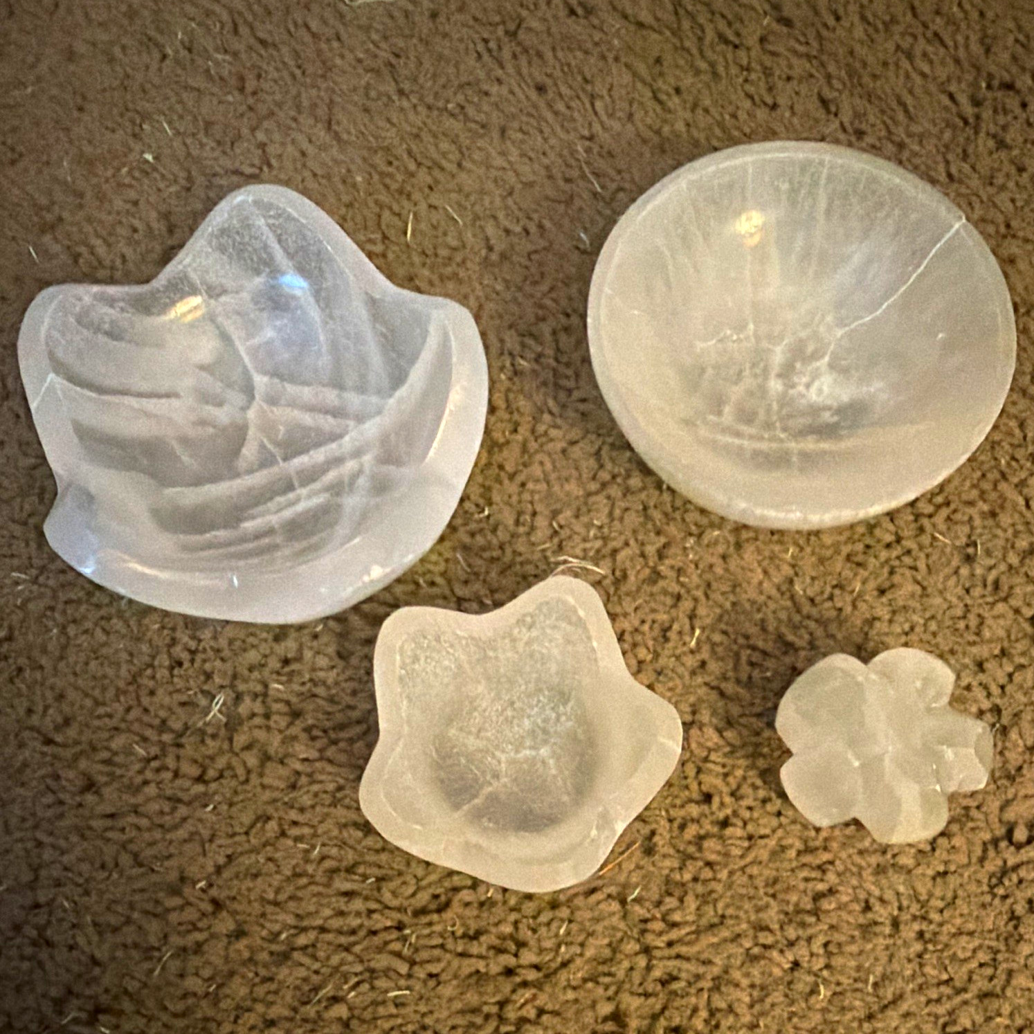 Set of 4 Clear Crystal Bowls in Assorted Shapes - Mixed Bowl Designs