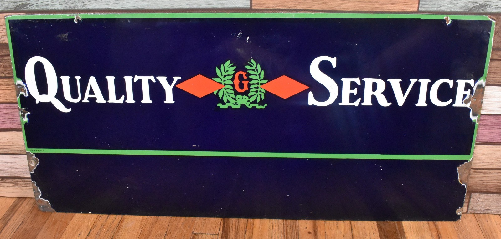 RARE Vintage BF GOODRICH TIRE Quality Service Gas Oil Advertising Porcelain Sign