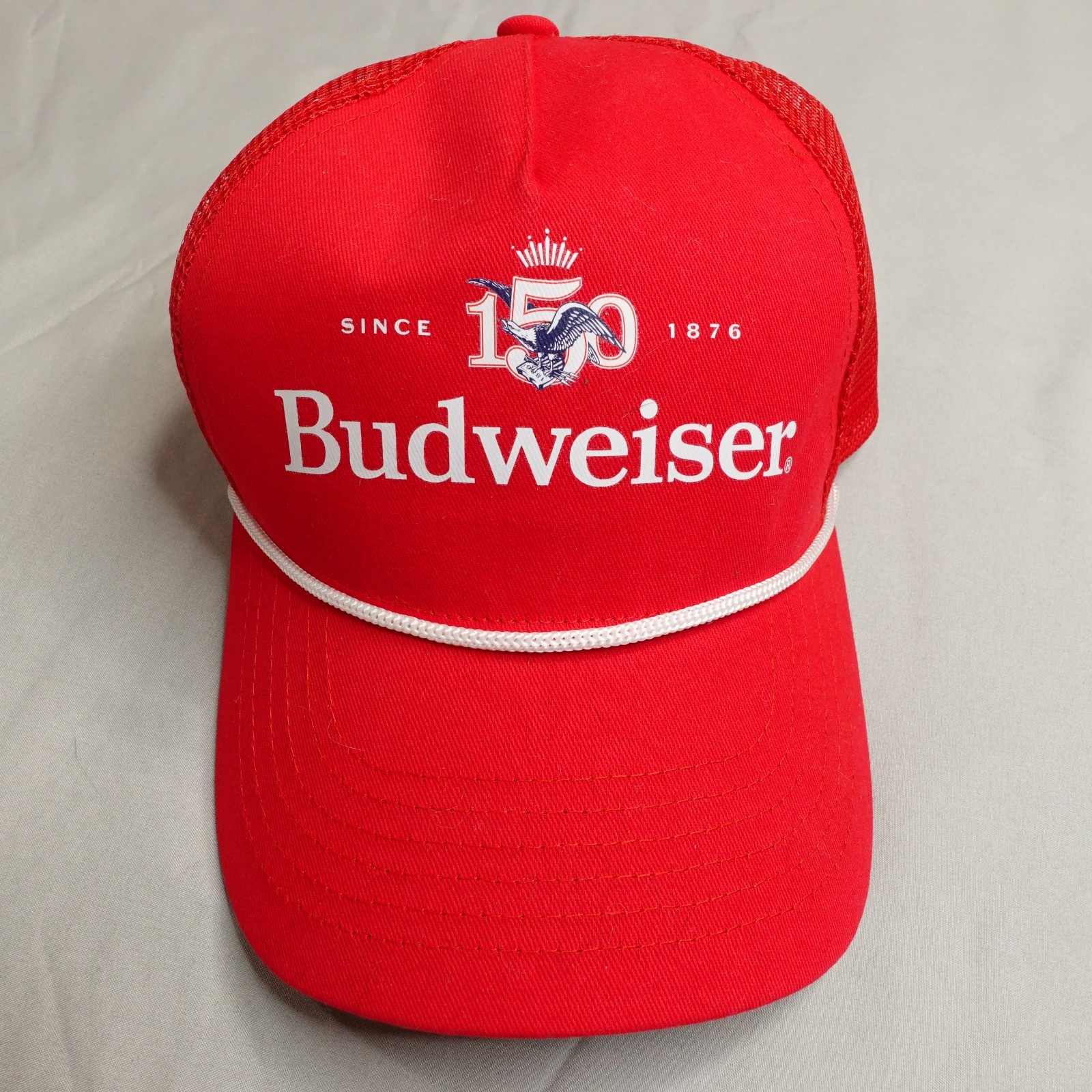 Budweiser 150th Anniversary Since 1876 Red Mesh Snapback Trucker Hat