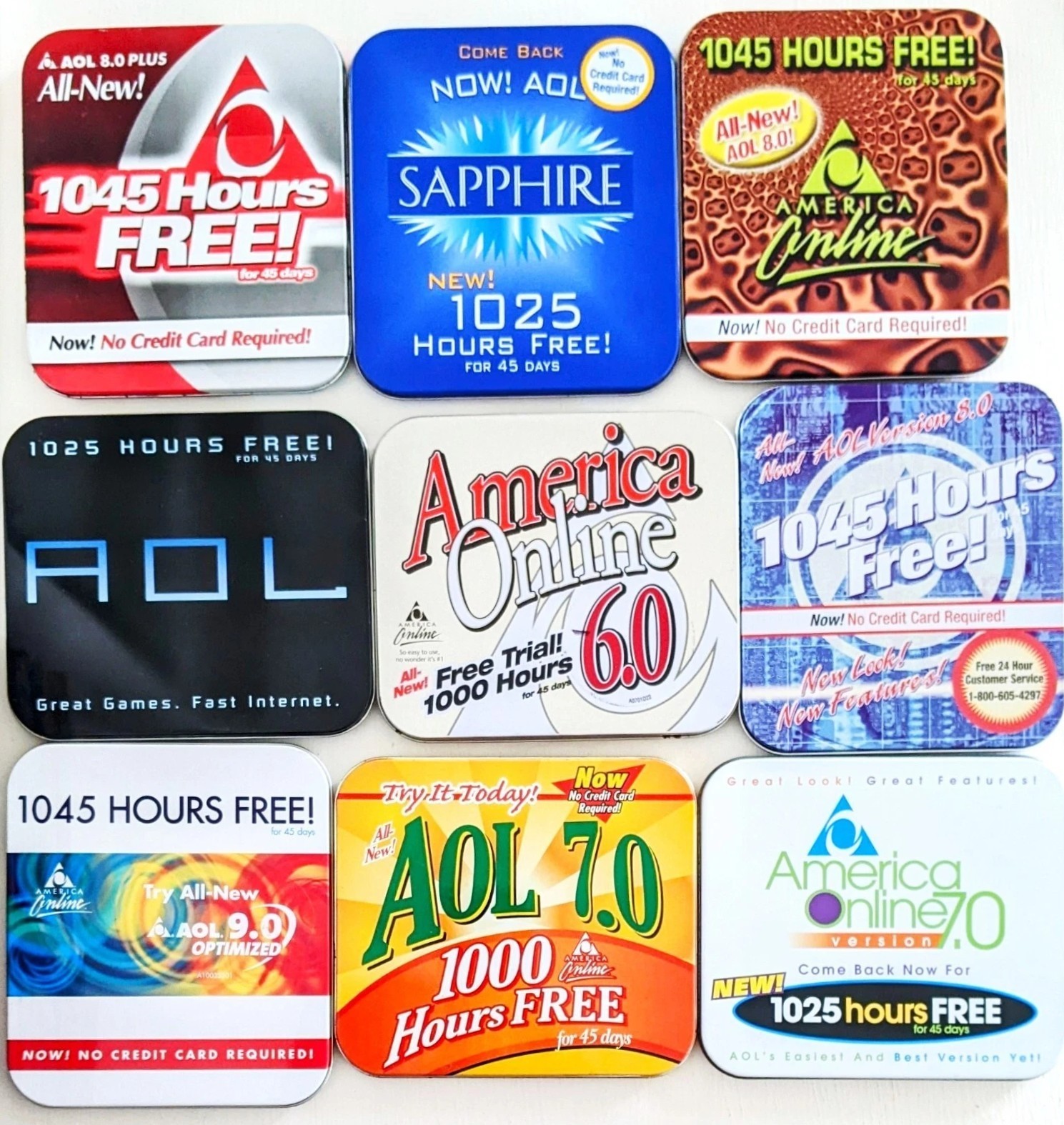 AOL Vintage America Online Discs / CDs in Tins Collection - Excellent condition AOL Vintage America Online Discs / CDs in Tins Collection - Excellent condition