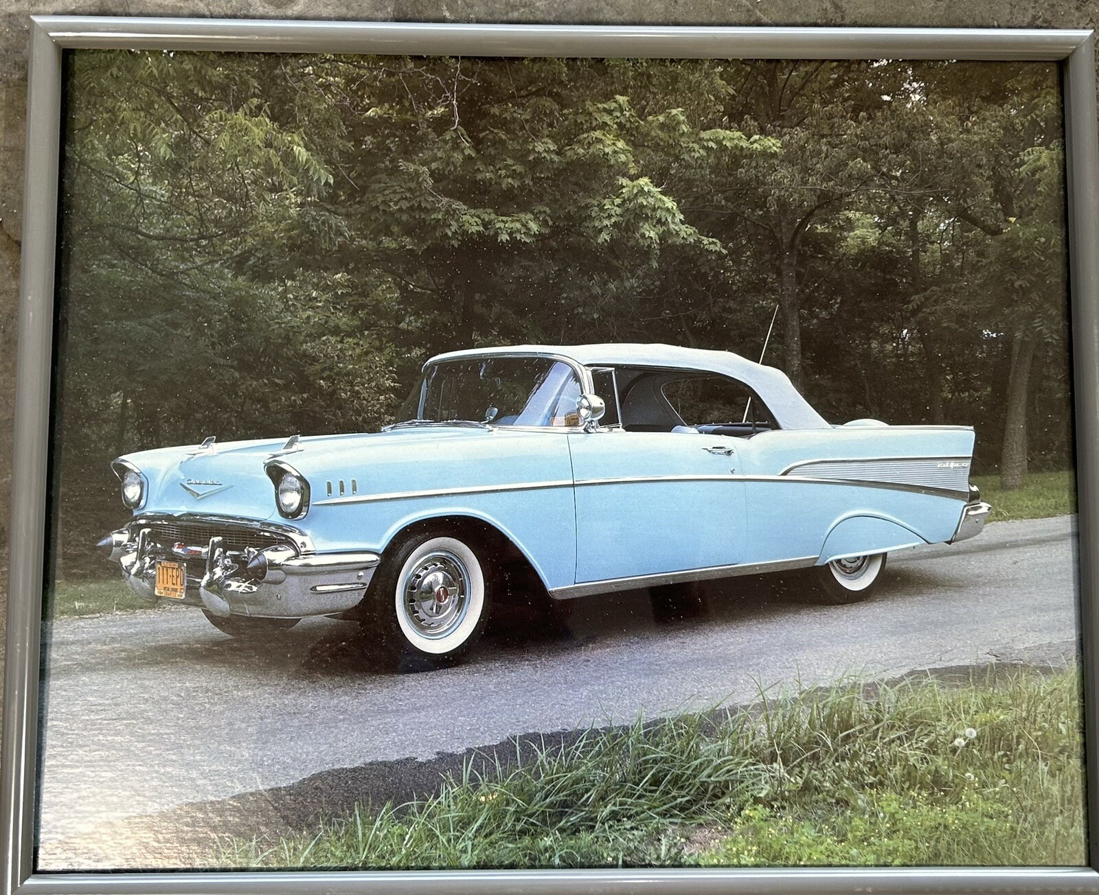 1955-57 Chevrolet Belair Picture Framed.  Chevy , 2 Post, Teal Classic, Restored