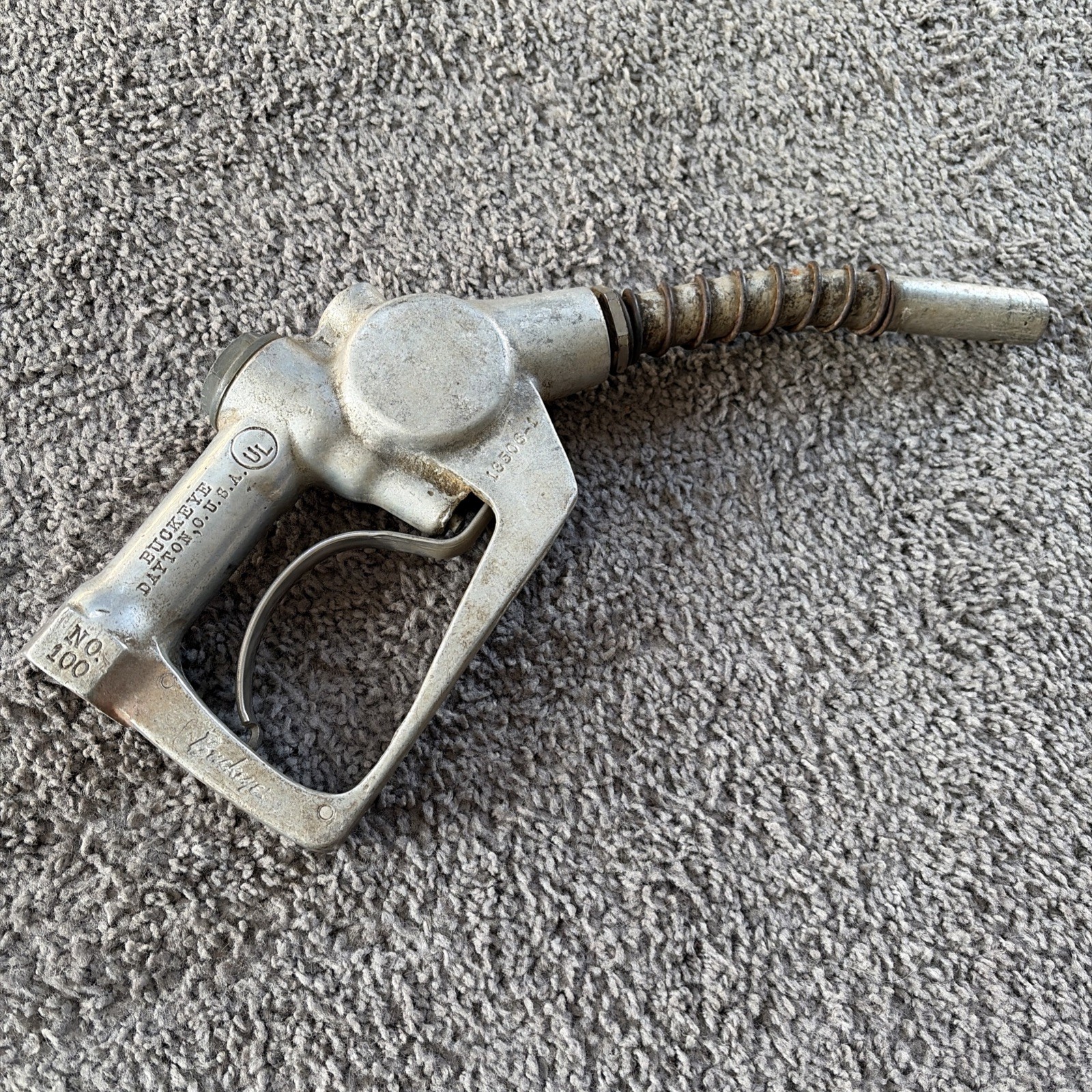 Vintage Buckeye Gasoline Nozzle Handle No 100 UL 13506 1 Vintage Buckeye Gasoline Nozzle Handle No 100 UL 13506 1