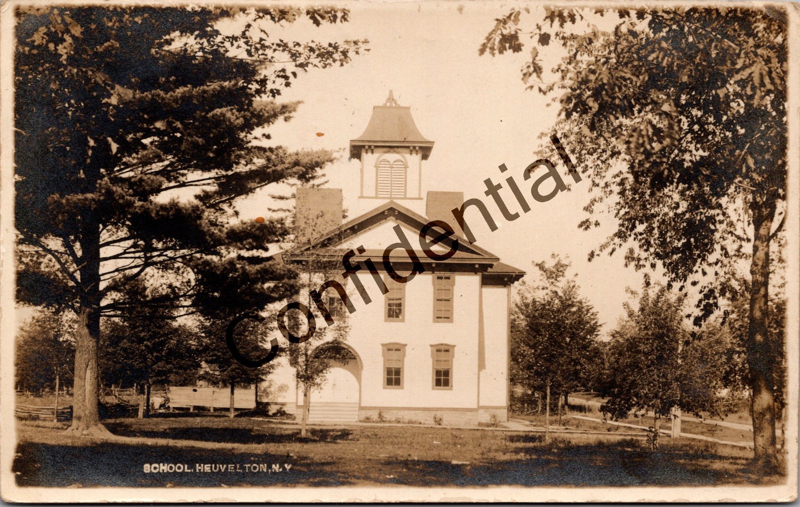 Real Photo 1915 View High School Building At Heuvelton Oswegatchie NY RPPC T493