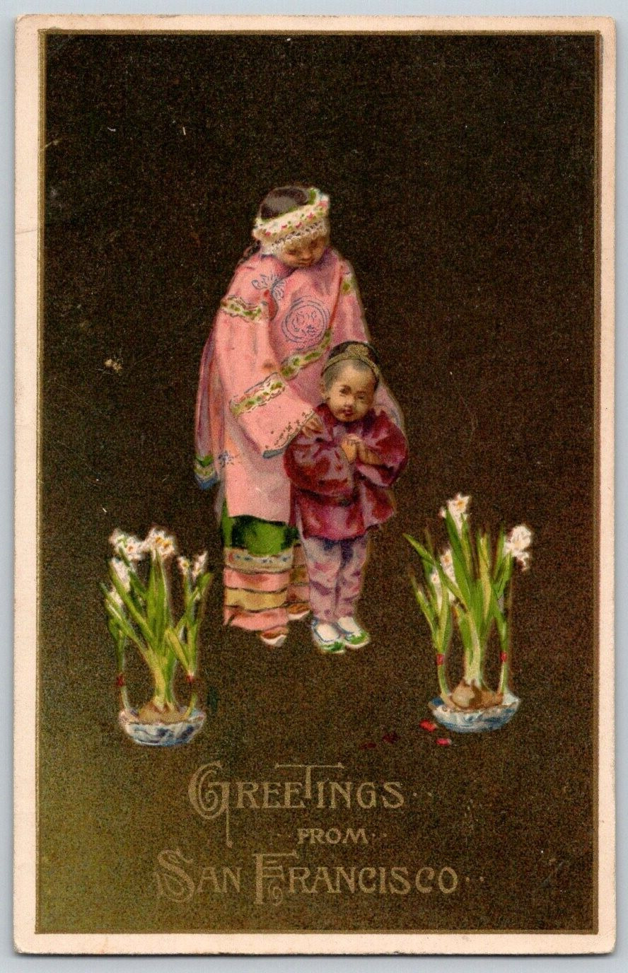 Antique Postcard~ Chinese Children~ Greetings From San Francisco, California