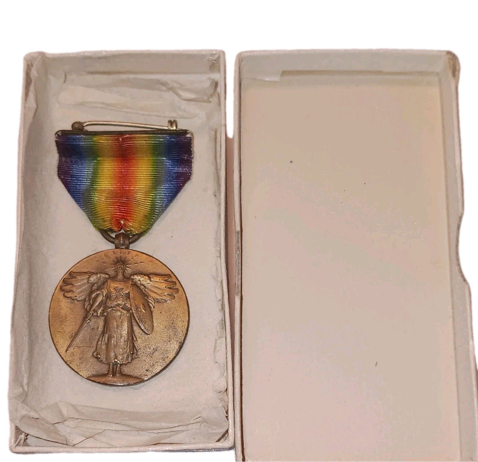 Rare WW1 Allied Campaign U S. Victory Medal W/Bar The Great War Award In Box 