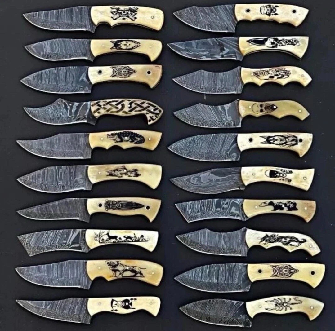 Lot of 20 pcs 8in Handmade Damascus Steel Skinner knife with sheath Bone Handle