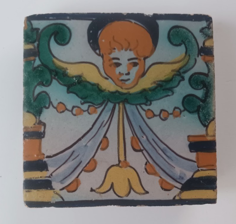 Antique Portuguese Tile - Polychrome Glazes