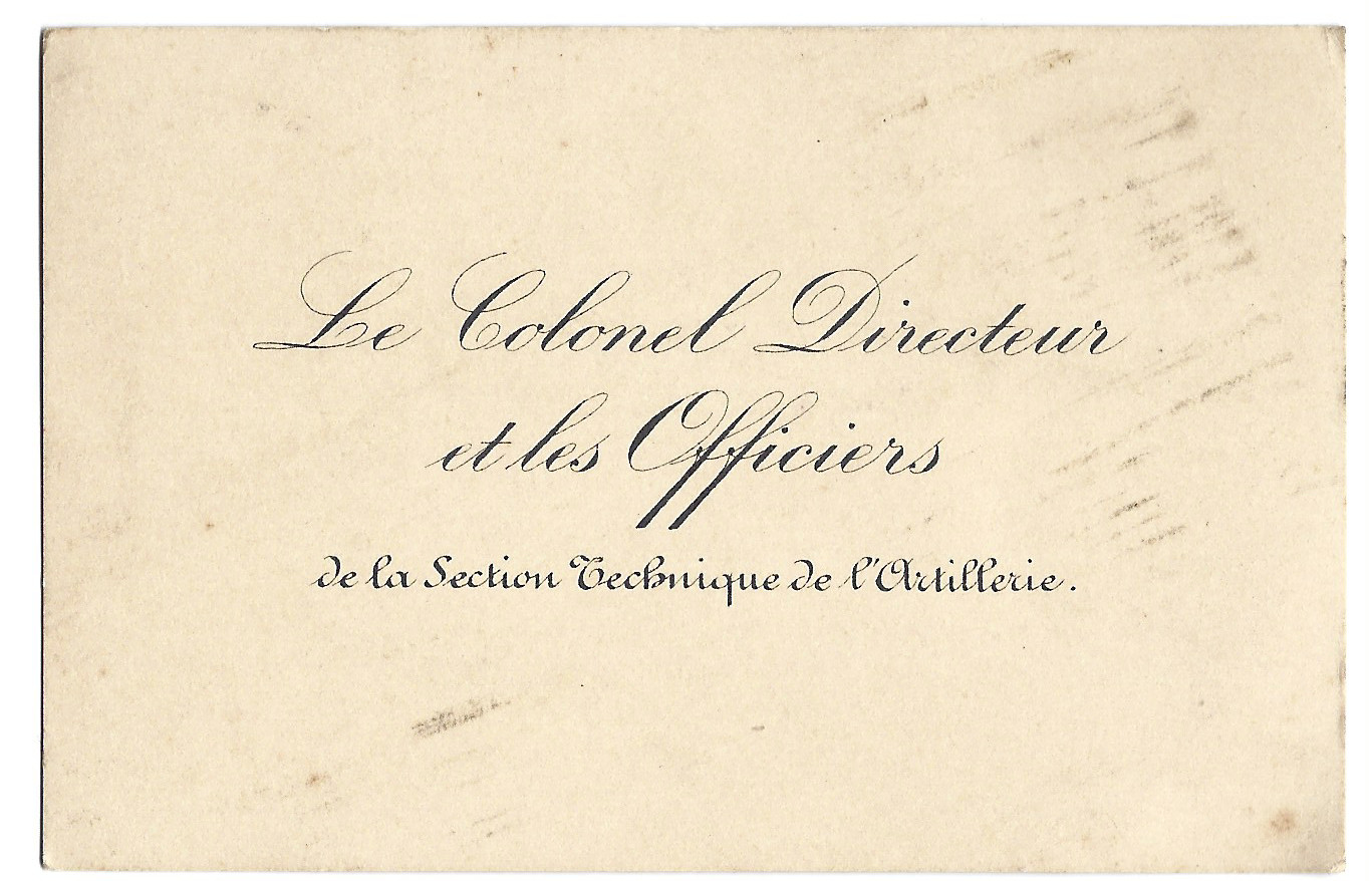Business Card Colonel Director and Officers Artillery Technical Section Business Card Colonel Director and Officers Artillery Technical Section
