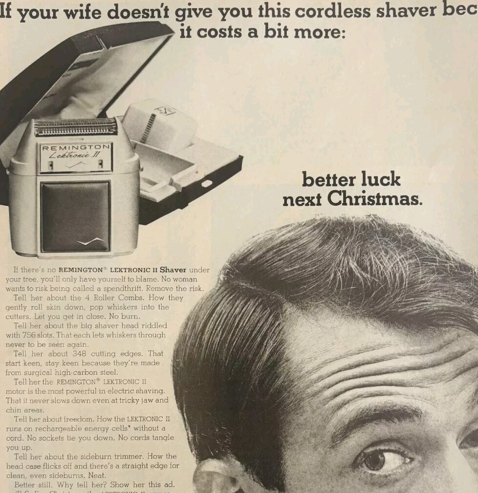 1964 Remington Lektronic 2 Shaver Advertisement Razor Facial Hair Care DWII19