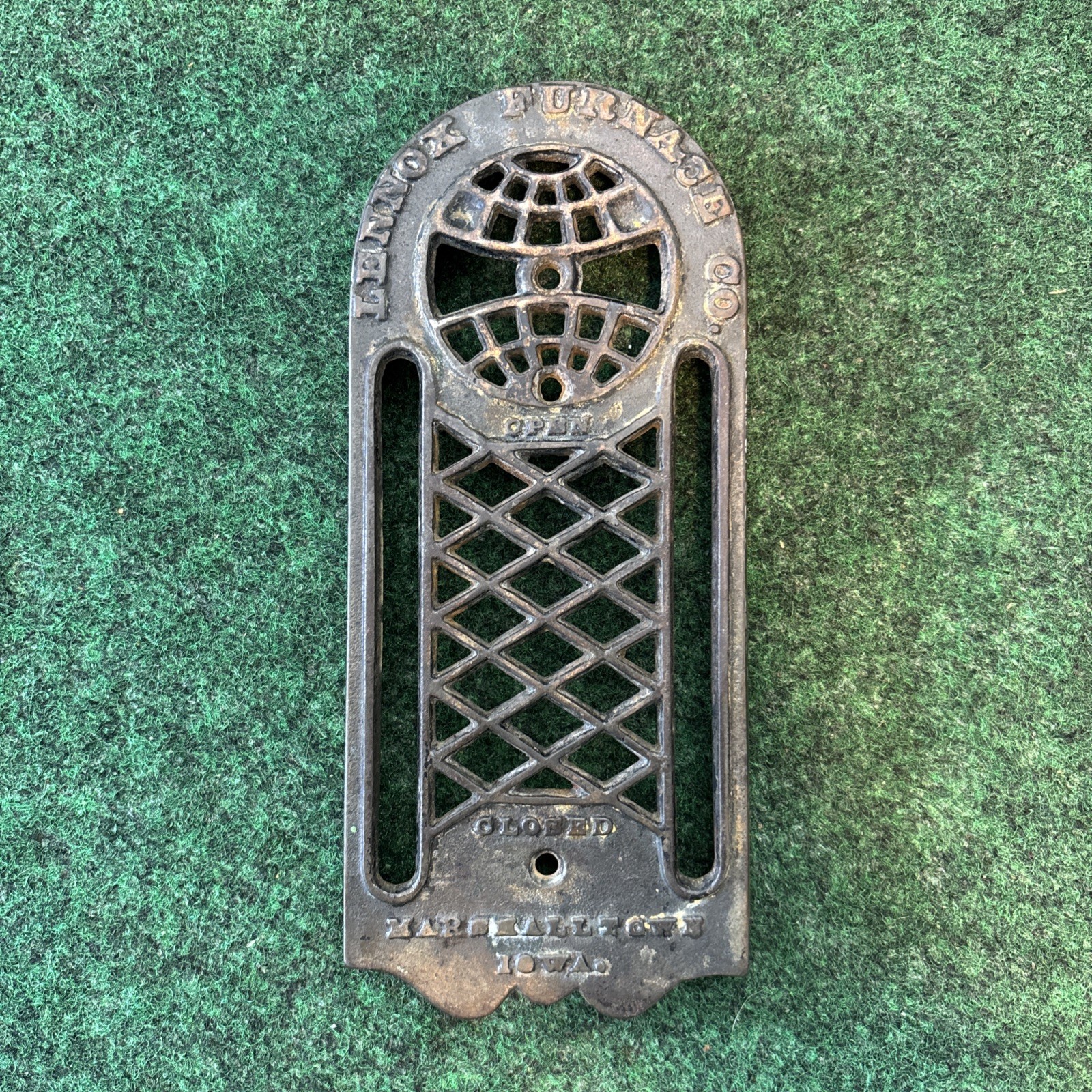 Cast Iron Antique Marshalltown Iowa IA Lennox Furnace Co Grate Vent Steampunk