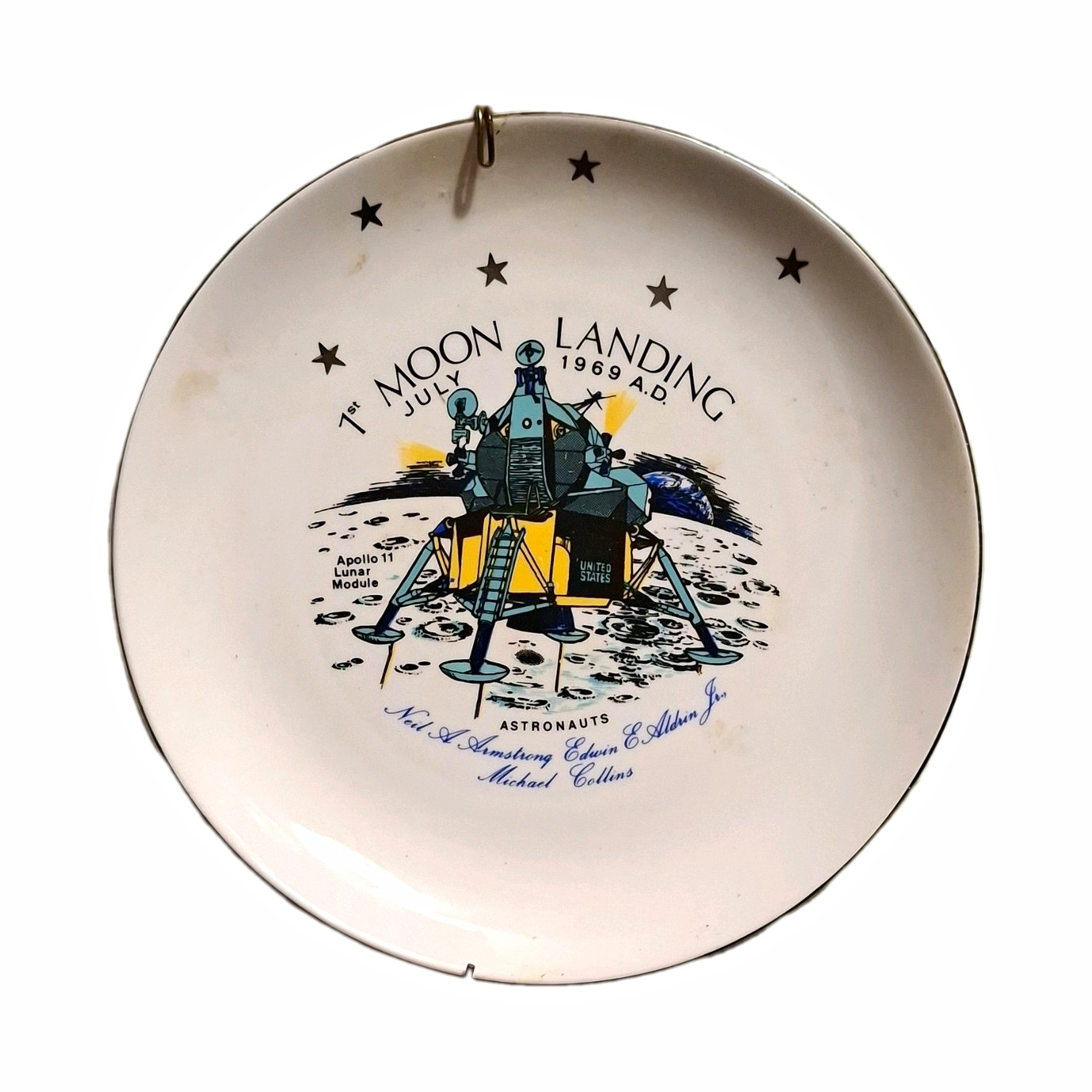 Salisbury Apollo 11 Moon Landing Bone China Collector Plate England Round Space