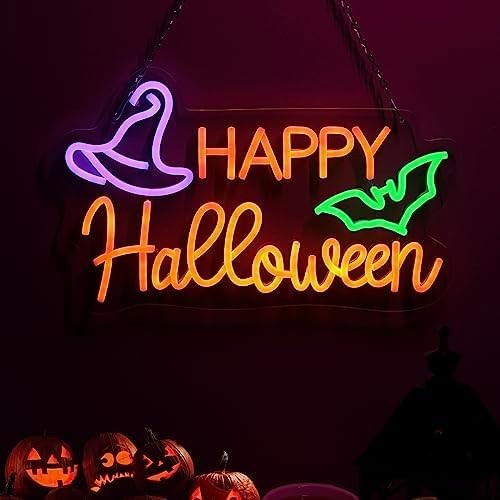 Halloween Neon Sign Happy Halloween LED Wall Decor USB Light Up Sign for Party Halloween Neon Sign Happy Halloween LED Wall Decor USB Light Up Sign for Party