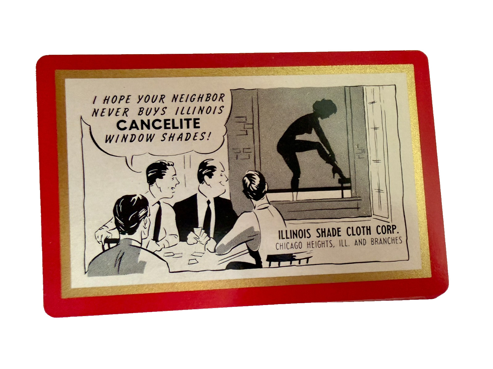 Vintage 1950s Brown & Bigelow Playing Cards Illinois Shade Cloth Advertisement C