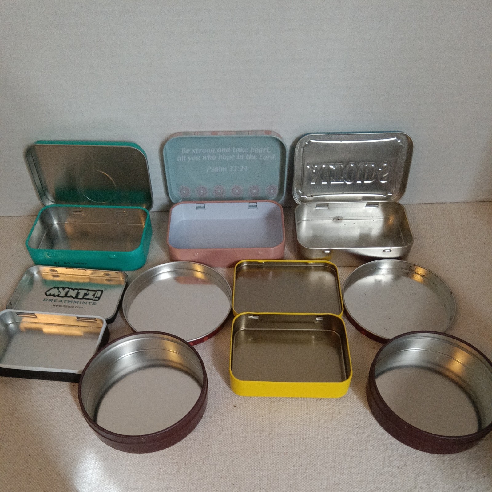 Lot of 7 Empty Mint Tea Candy Tins Clean Small Craft Upcycle Store Collect