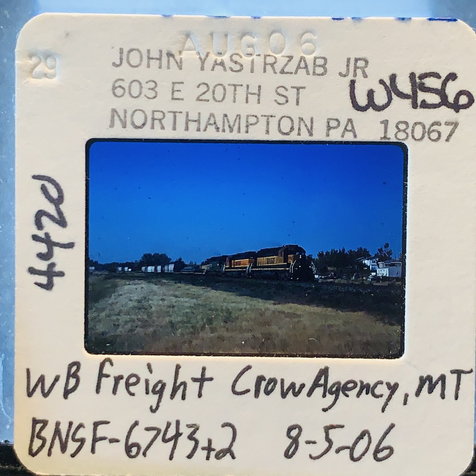 BNSF Freight Train 6743+2 Crow Agency MT 2006 35mm Slide Railroad Art