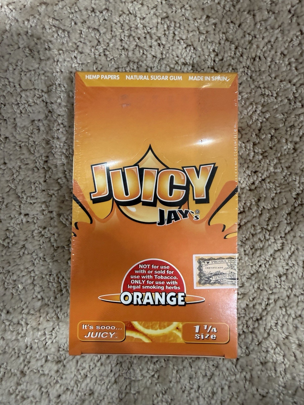1 Box JUICY JAY\'S  1 1/4 Orange 24 Packs 
