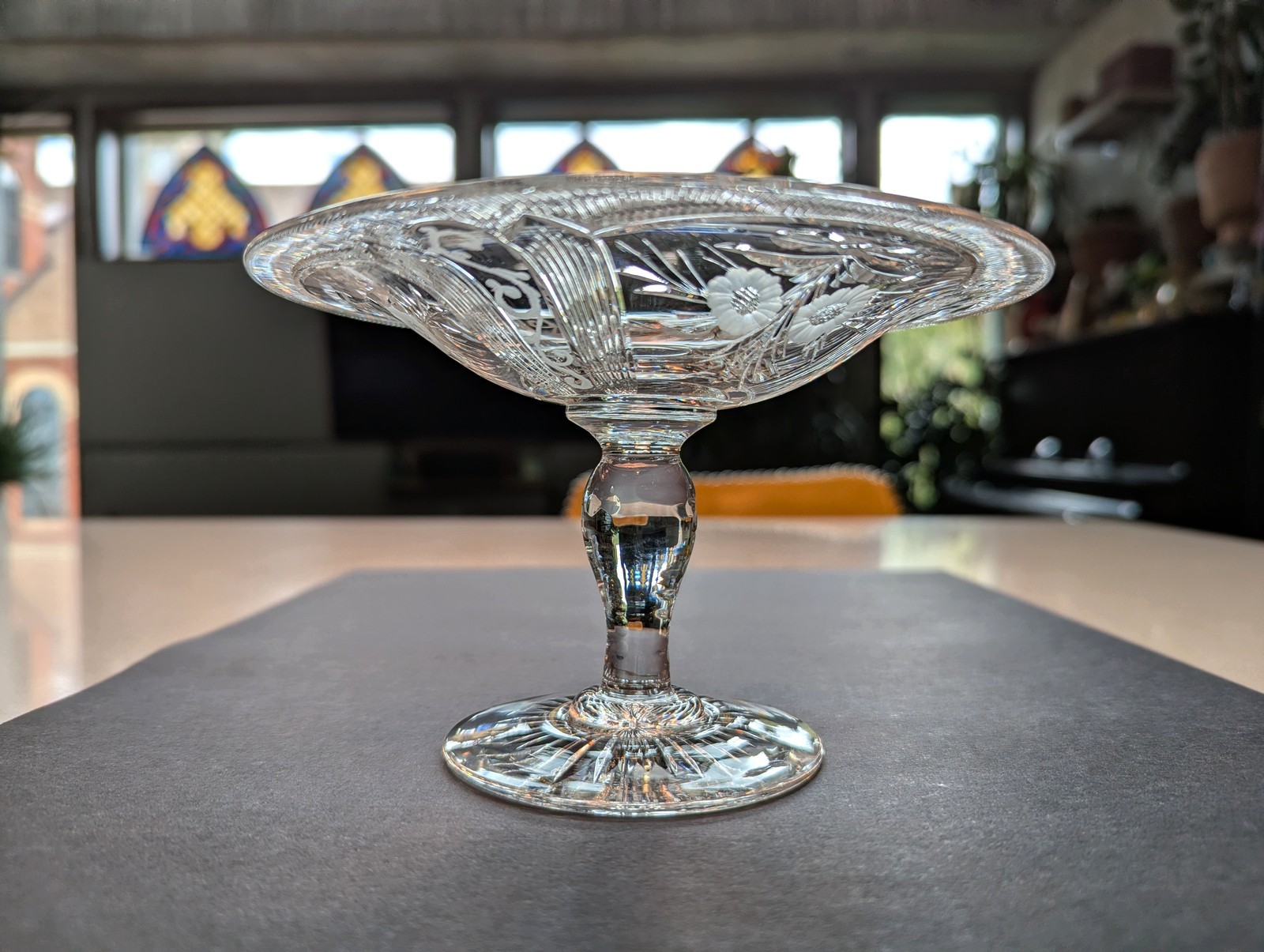 Antique Pairpoint Richmond Cut Crystal Tazza Compote Small Circa 1910 Pedestal