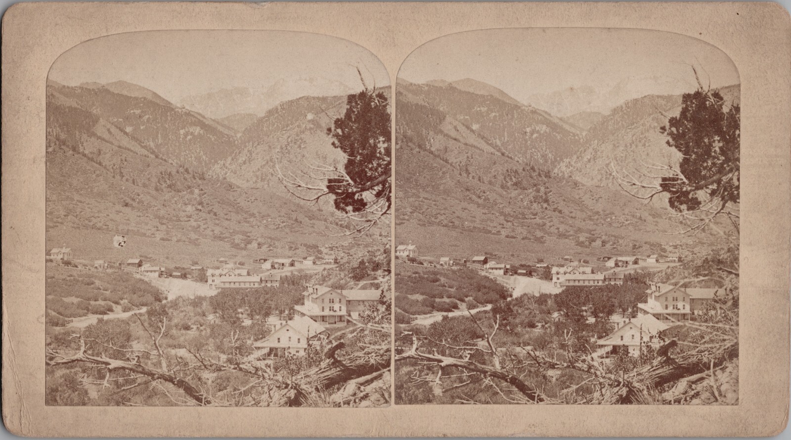 Early View of Manitou Pike's Peak Gurnsey Stereoview 1875 Colorado RARE