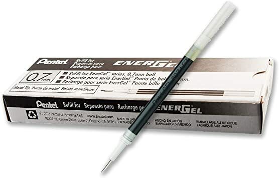 20 X Pentel LR7 Roller Refill for EnerGel Gel Pen 0.7mm Metal Tip - Black Ink