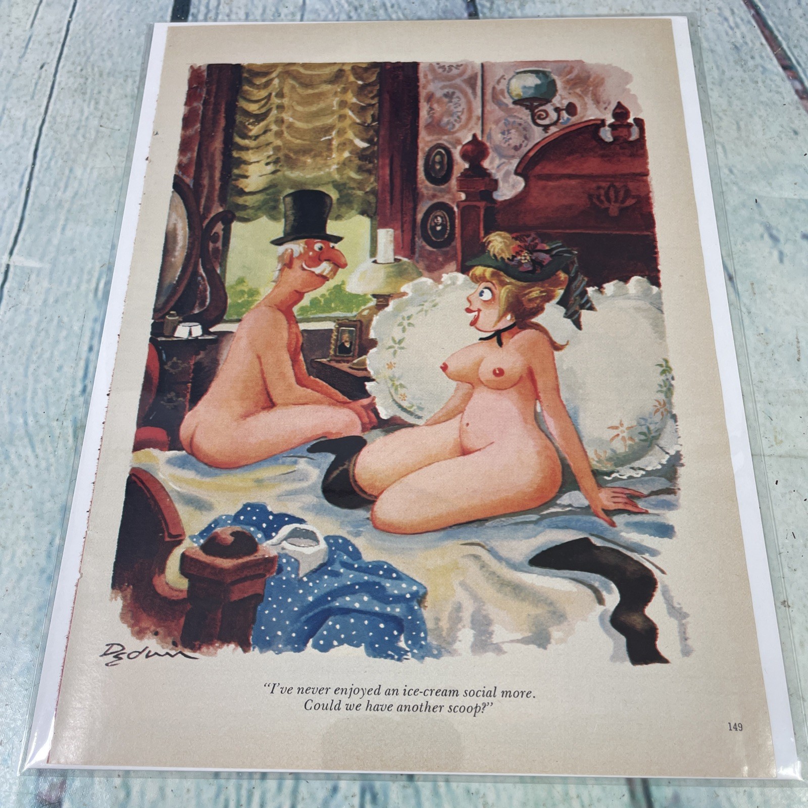 1982 Sexy Adult Cartoon Bedroom Vintage Print Ad/Poster Pinup Art Magazine Page