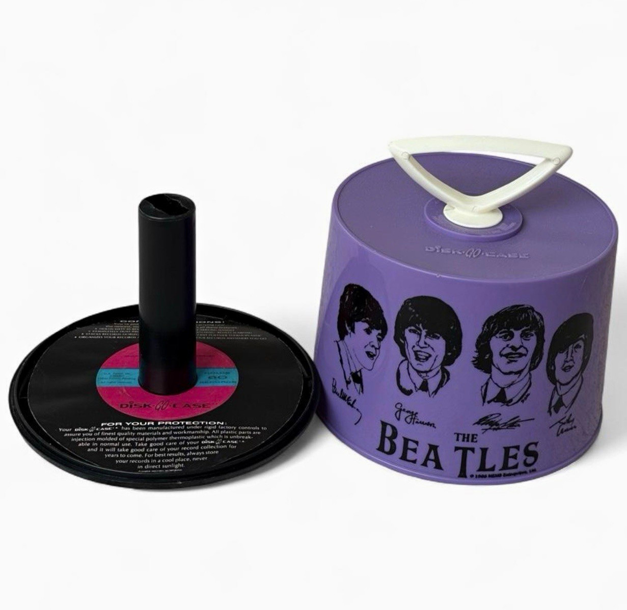 Vintage THE BEATLES 1966 Purple Disk-Go-Case Fab Four 45 RPM Spindle Holder