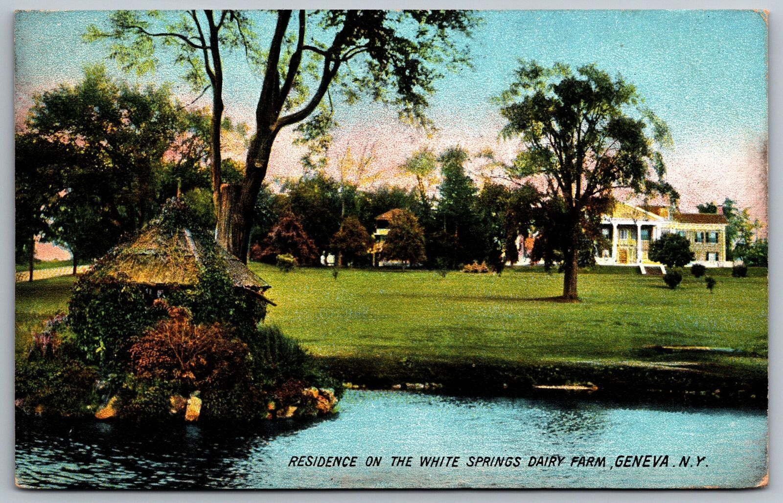 1908 The White Springs Dairy Farm Residence Geneva New York NY Posted Postcard