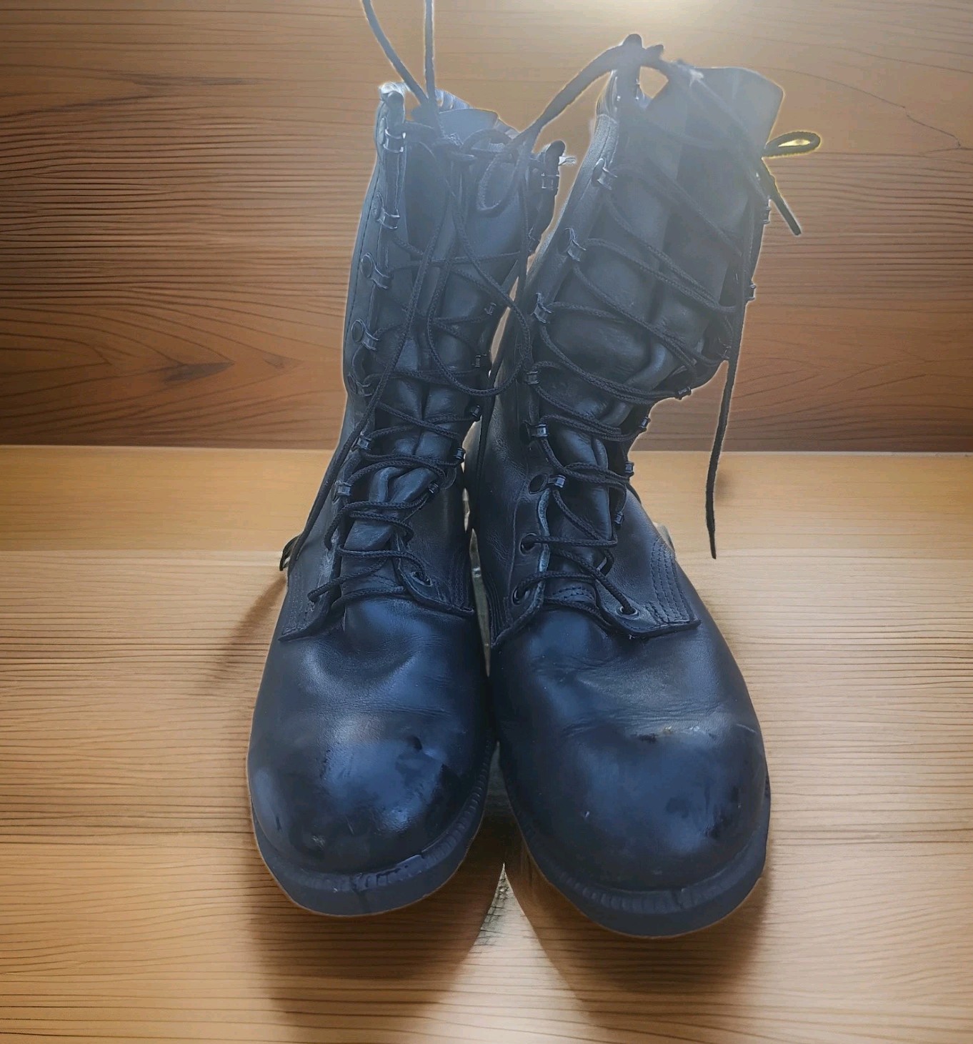 Vintage Vietnam War Black Leather Combat Boots Men\'sSz 1 1 Regular 1968 USA 