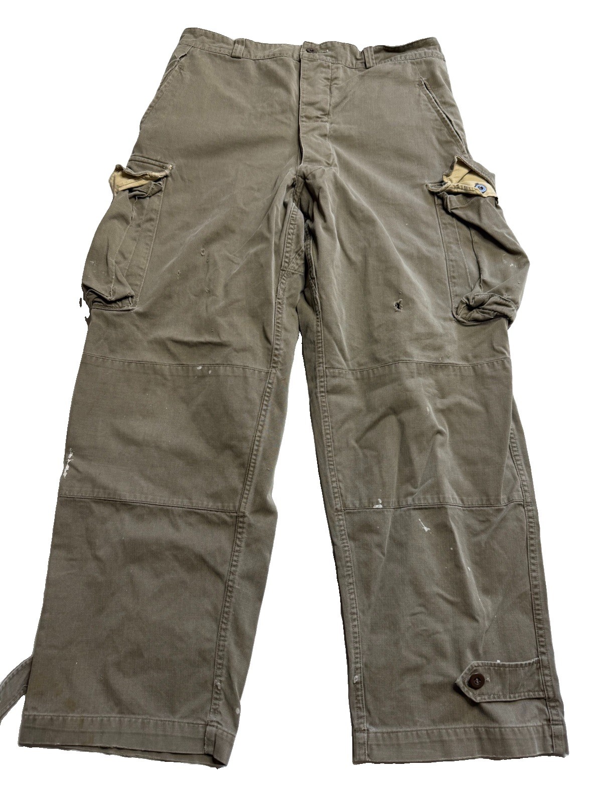 Vtg 1955 Rare Sz MEN 34X28 French MILITARY M47 FIELD GREEN HBT Pants