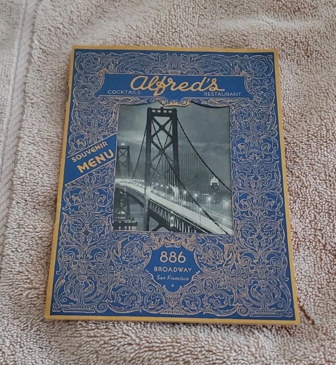 Vintage 1950s Alfred’s Steakhouse San Francisco Souvenir Menu 886 Broadway