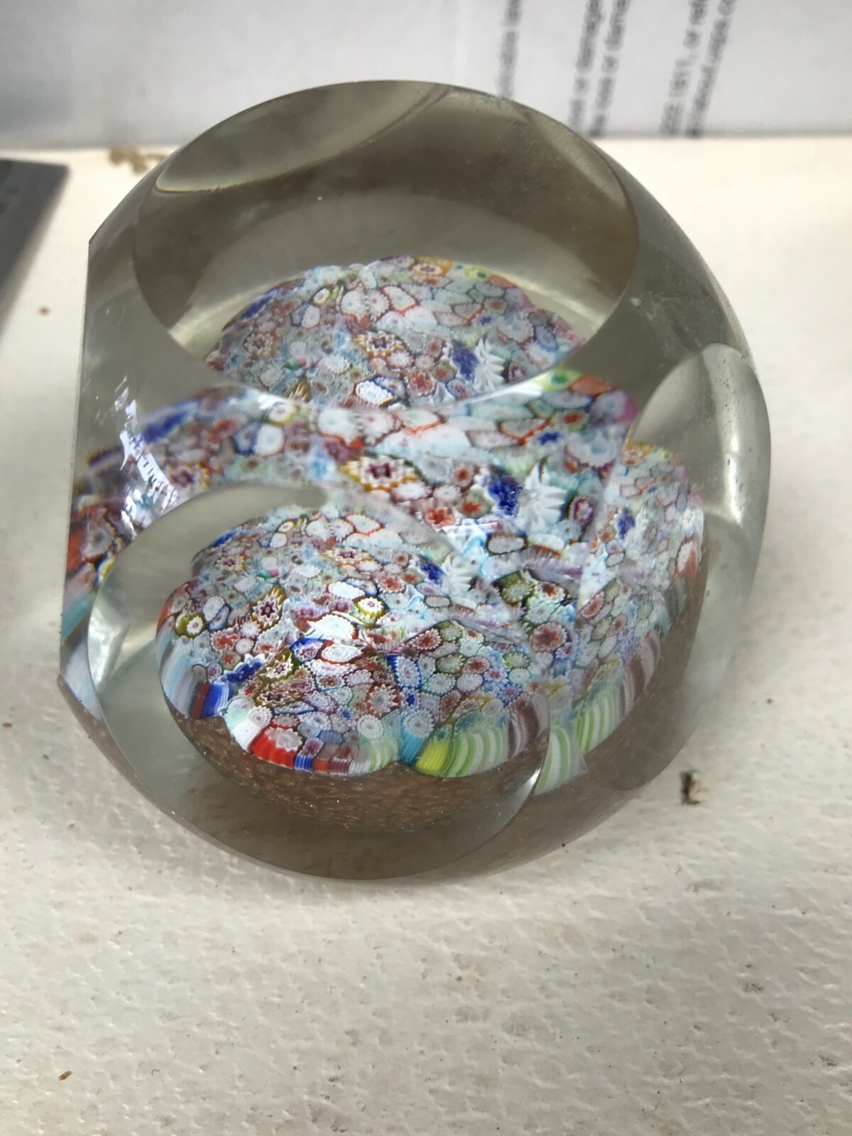 RARE Close pack Millefiori Glass Paperweight 