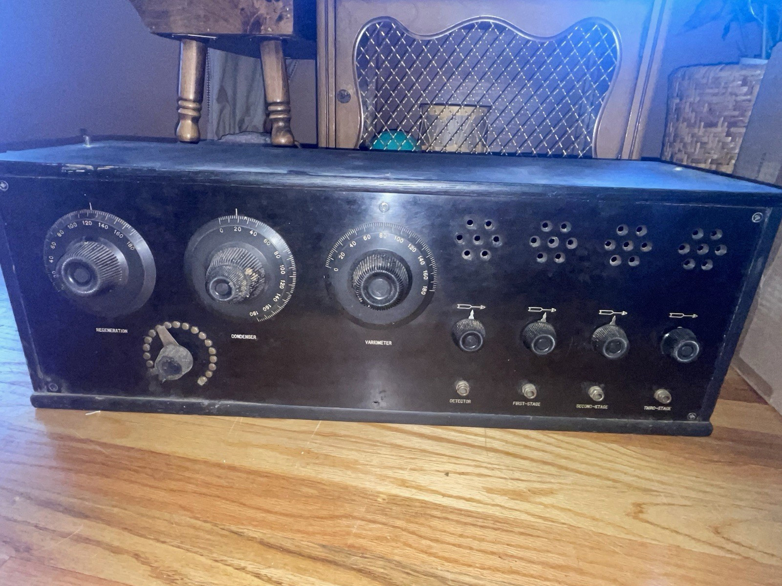 1920s Kellogg 4-Tube Regenerative Radio Receiver Micamold Variometer Homebrew 1920s Kellogg 4-Tube Regenerative Radio Receiver Micamold Variometer Homebrew