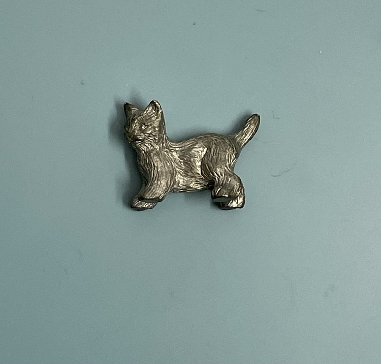 Vtg Miniature Pewter Cat Figurine Kitten Mini Standing Cute 1