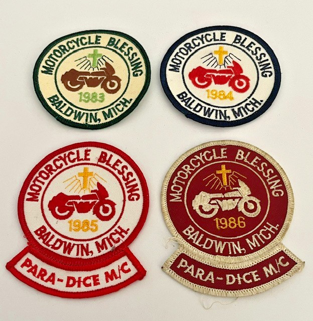 Vintage 1983-1986 Blessing Of The Bikes Patches Baldwin Michigan Para-Dice MC