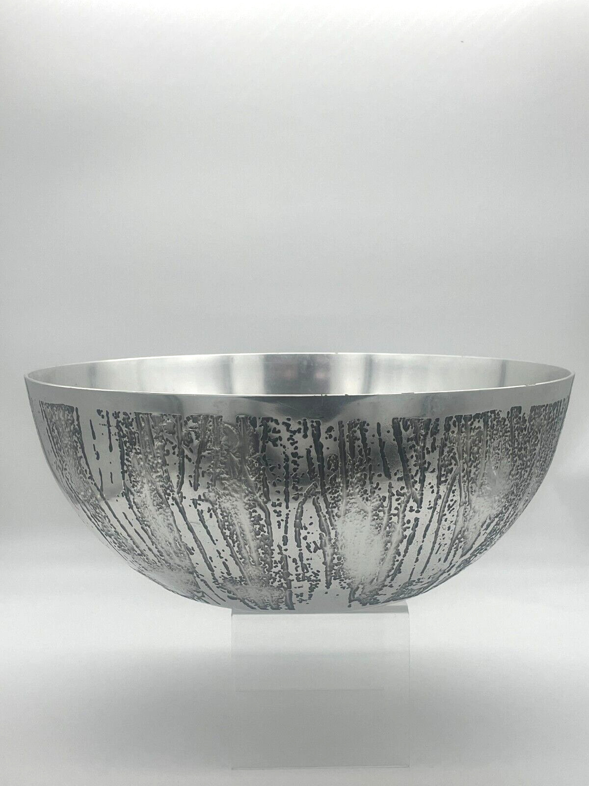 Large Vintage Aluminium Brutalist Etched Bowl, Rhonnina Design, Stephen Daly?