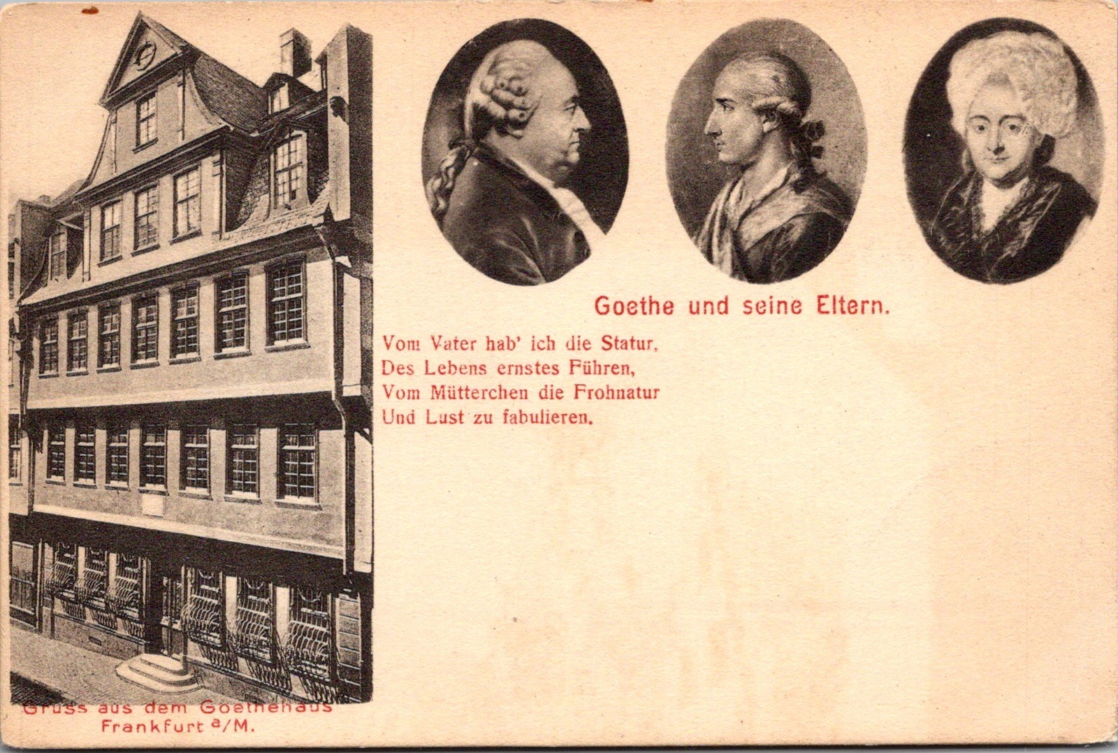 Goethehaus Frankfurt Germany Historic Building Portraits Goethe Vintage Postcard