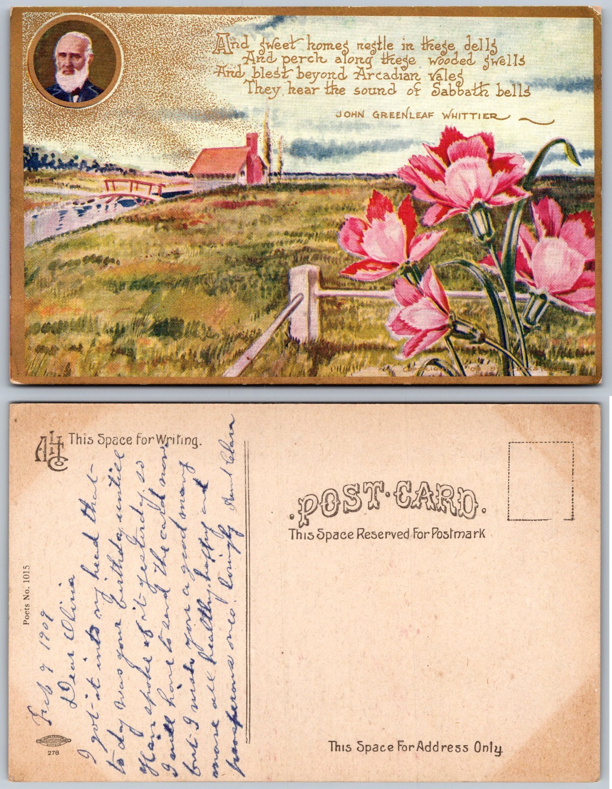 John Greenleaf Whittier Poem Postcard
