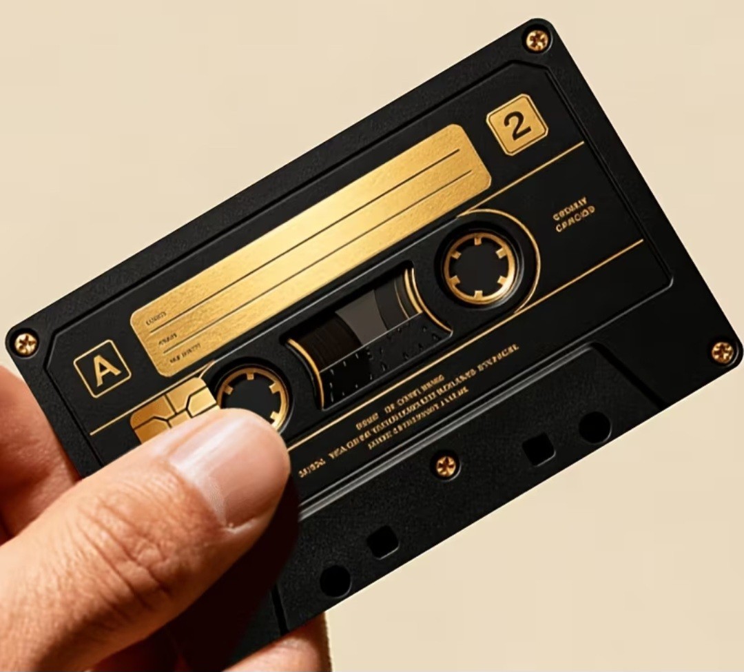 Retro Gold Black Cassette Credit Card/Debit Cover Skin Sticker