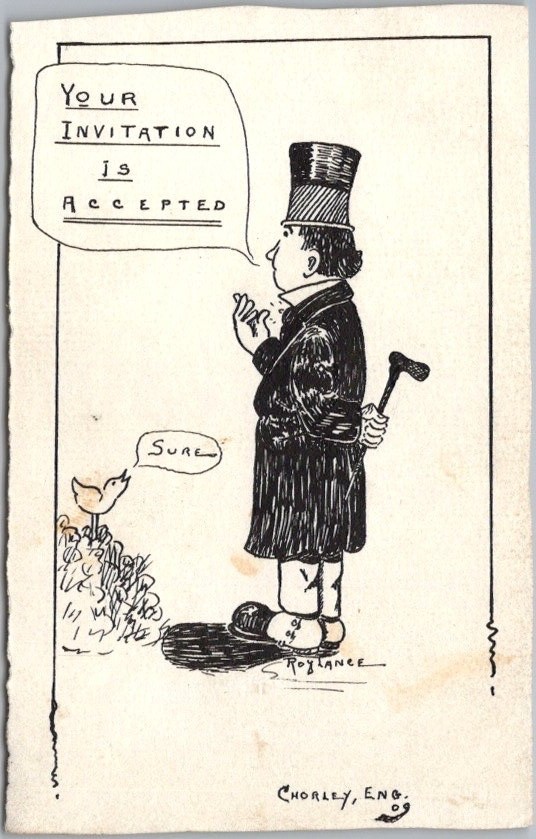 1909 England / HAND-DRAWN Postcard 