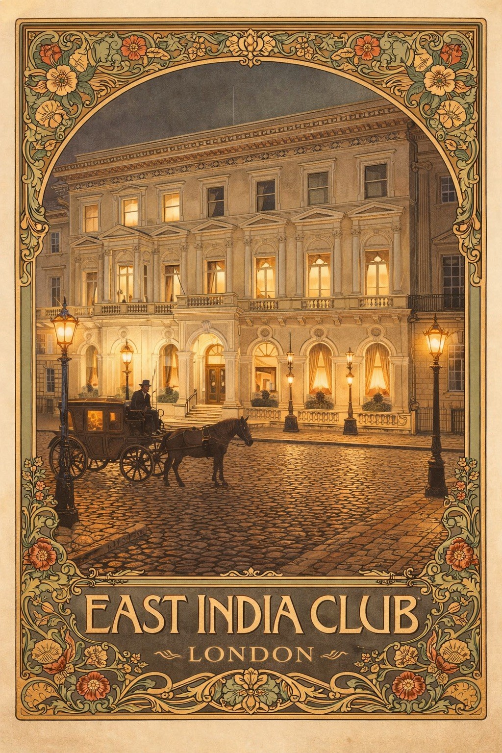🗺️ Vintage East India Club London Poster 24x36” - Classic Art Print - 200GSM
