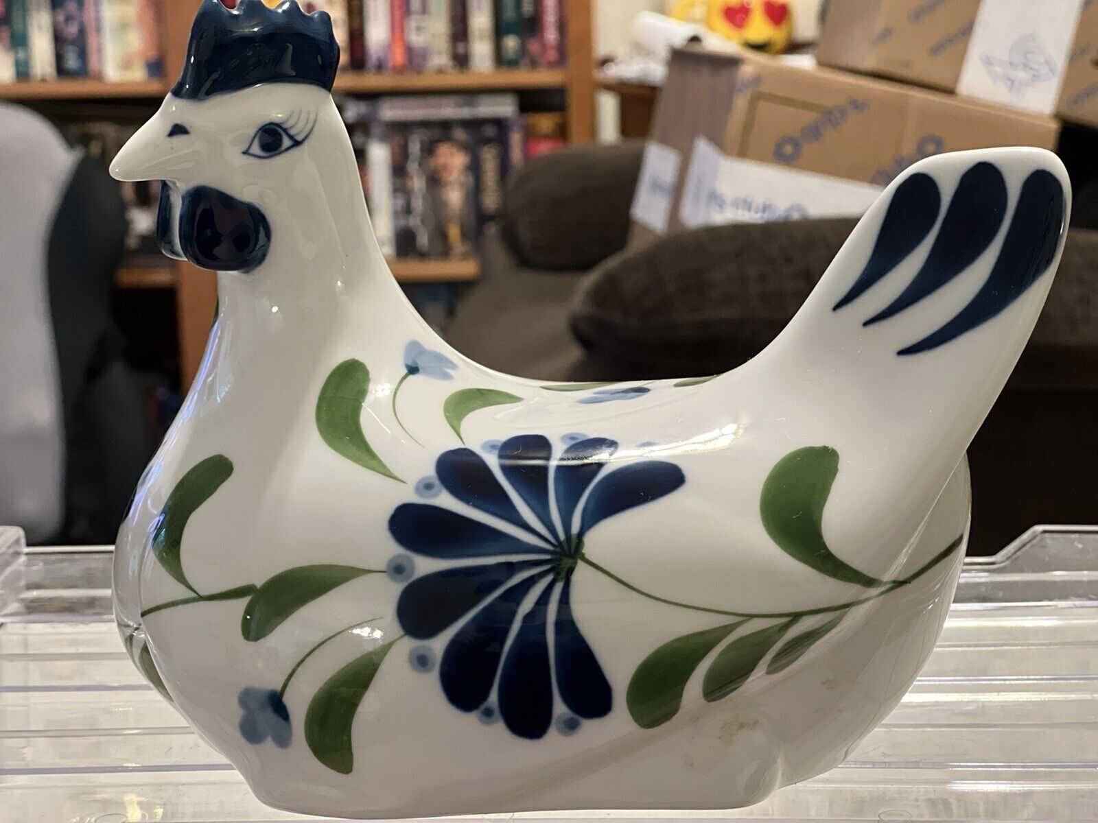 Dansk Ceramic Chicken Hen Rooster Statue Decor Hand Painted Farm House Chick