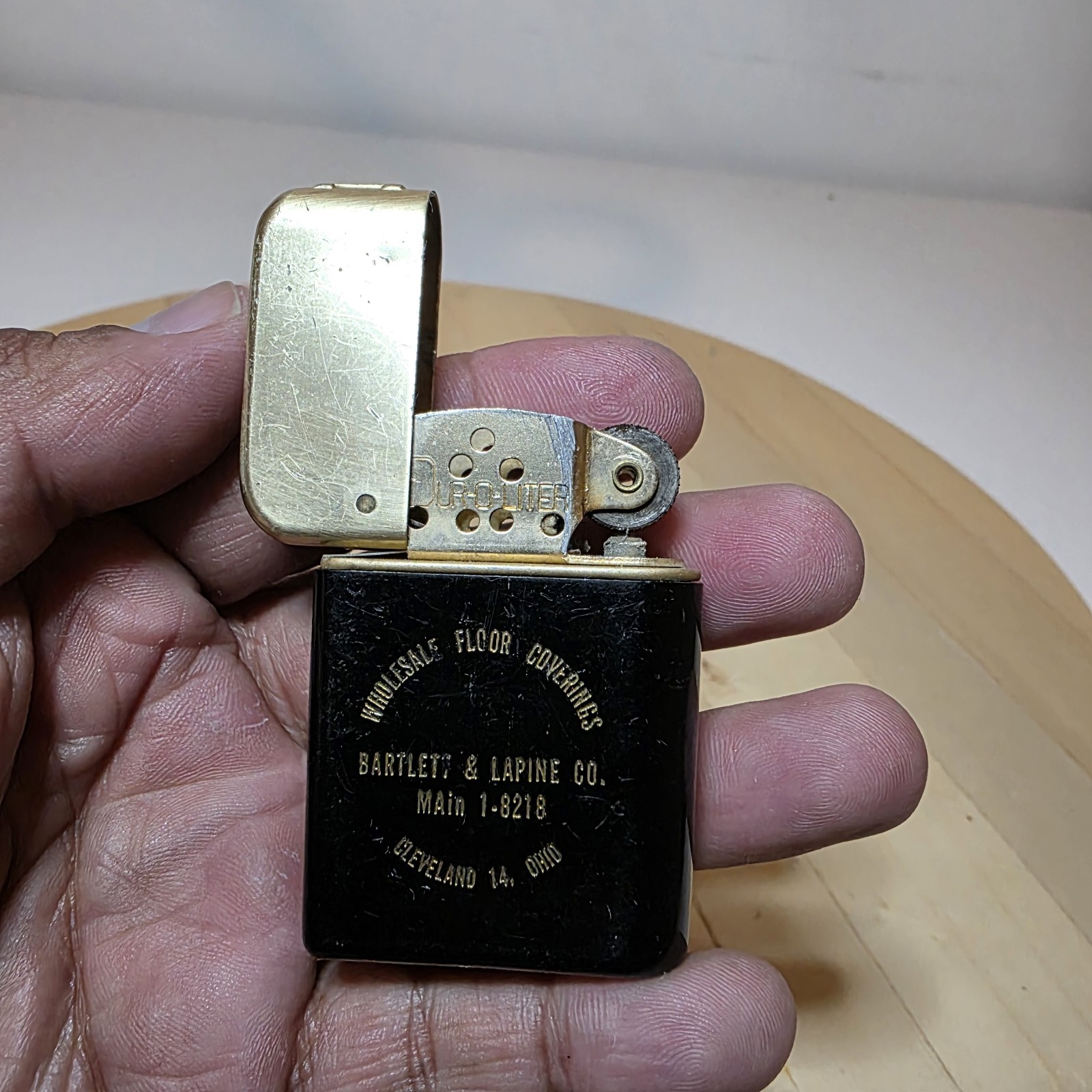 Vintage Dur-O-Liter Pocket Lighter Promotional Not Working For Parts Or Repair 