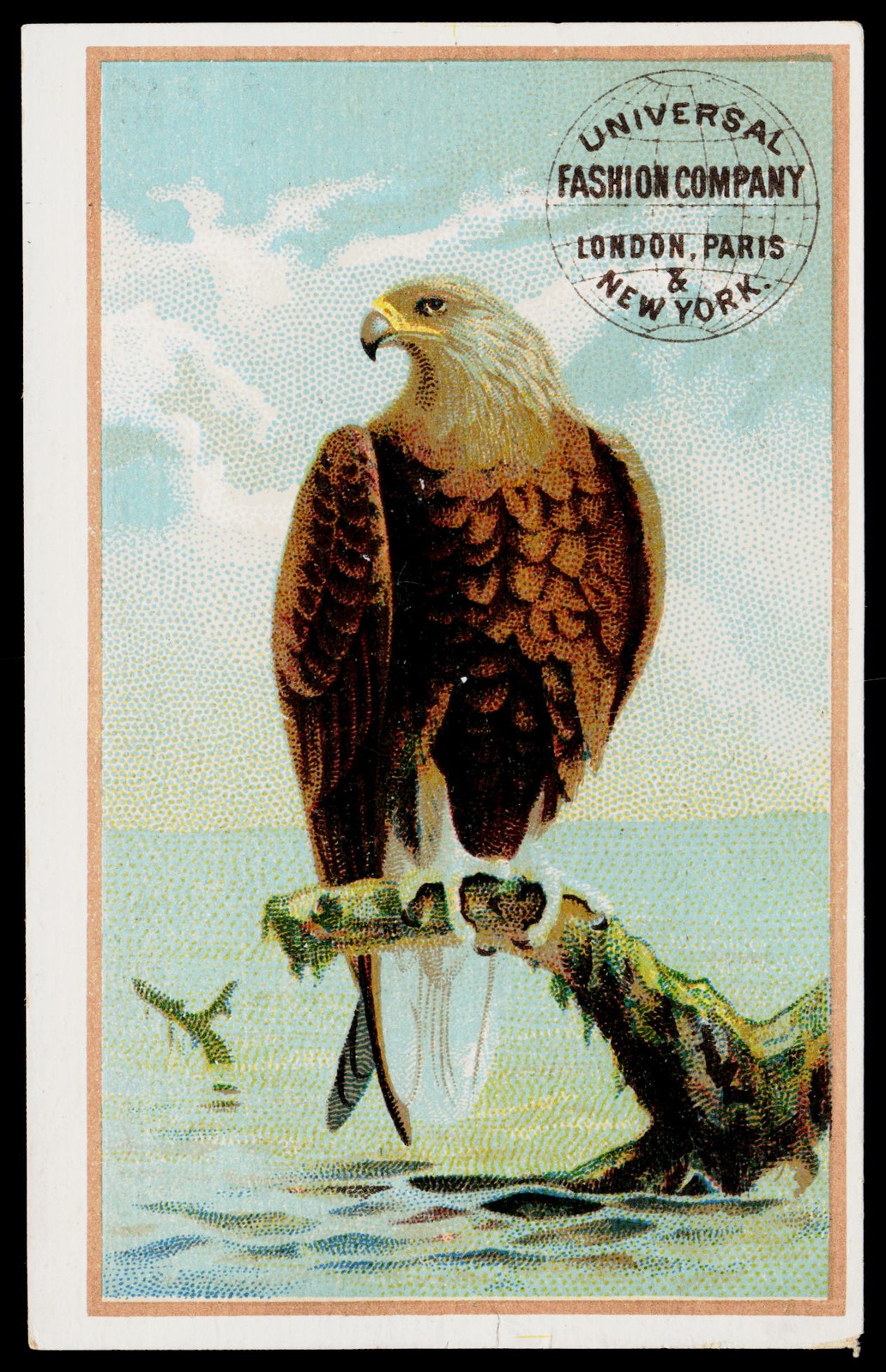 C1890s Mrs T M Johnson Milliner Spencer MA Victorian Eagle Litho Trade Card