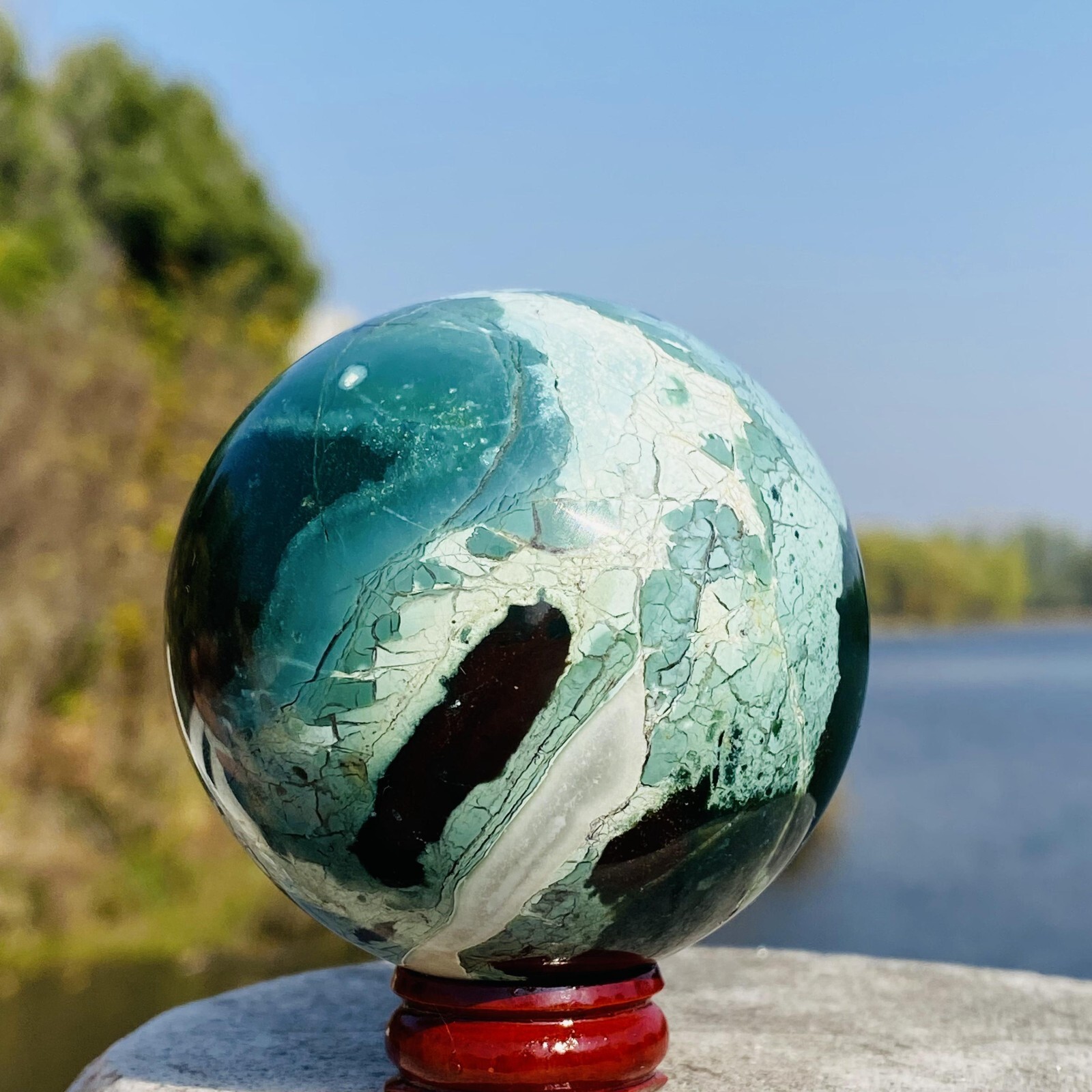 301g Natural Aquatic Plant Agate Ball Quartz Aura Treatment Point Healing 301g Natural Aquatic Plant Agate Ball Quartz Aura Treatment Point Healing