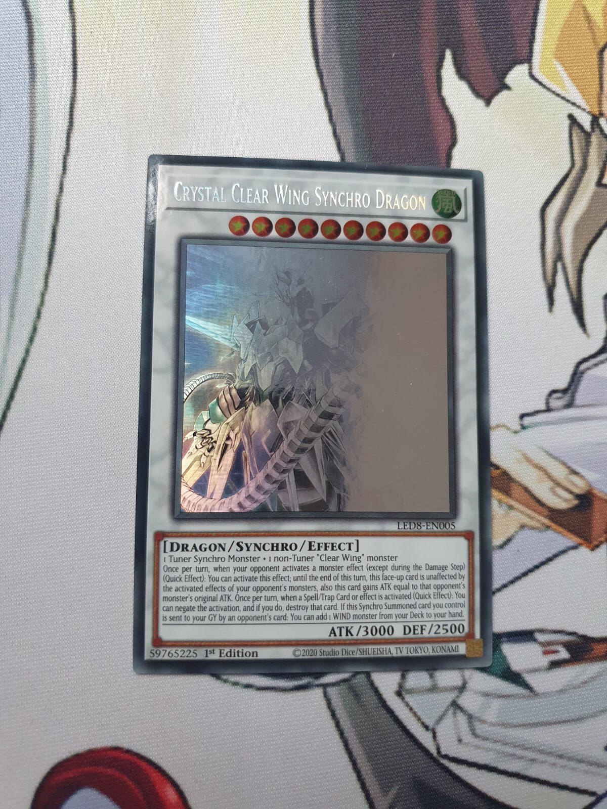 Crystal Clear Wing Synchro Dragon LED8-EN005 Ghost Rare 1st Edition NM Condition