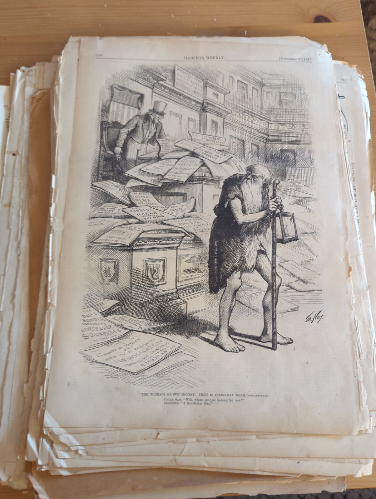 Lot Of 133 Antique 1870 Harpers Weekly Print Gleasons Thomas Nast History Politi