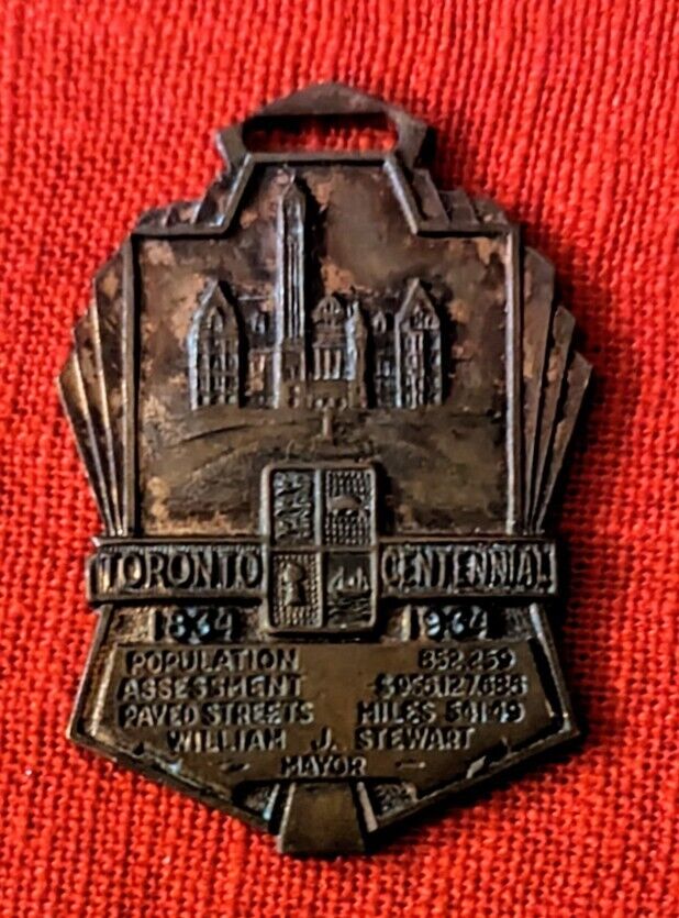 TORONTO ON 1834-1934 Centennial MEDAL Rowntree Chocolate & Cocoa Advertising 