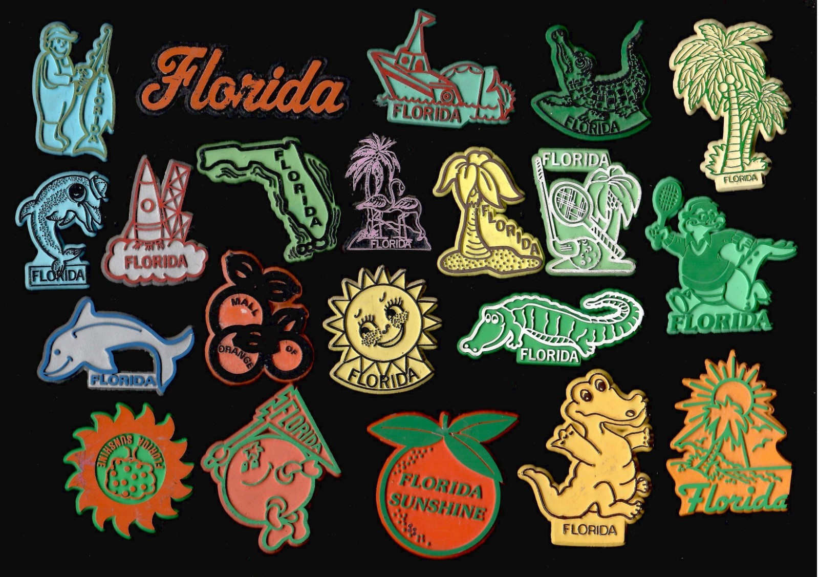 Florida 21x Lot Souvenir State Vtg Flexible Rubber Fridge Magnet '70s Florida 21x Lot Souvenir State Vtg Flexible Rubber Fridge Magnet '70s