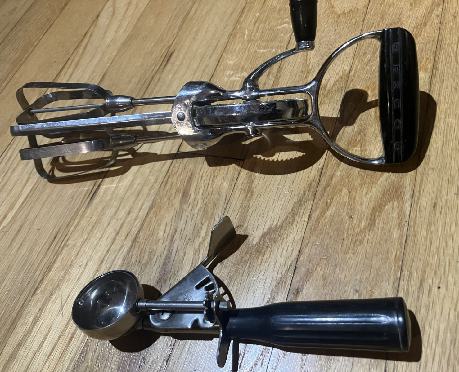 Vintage Kitchen Tool - Ecko Egg Beater and Revere Ware Ice Cream Scooper