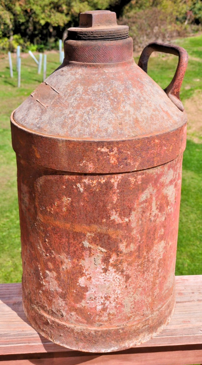 Antique Very Heavy Duty 5 Gallon Vintage Oil Can