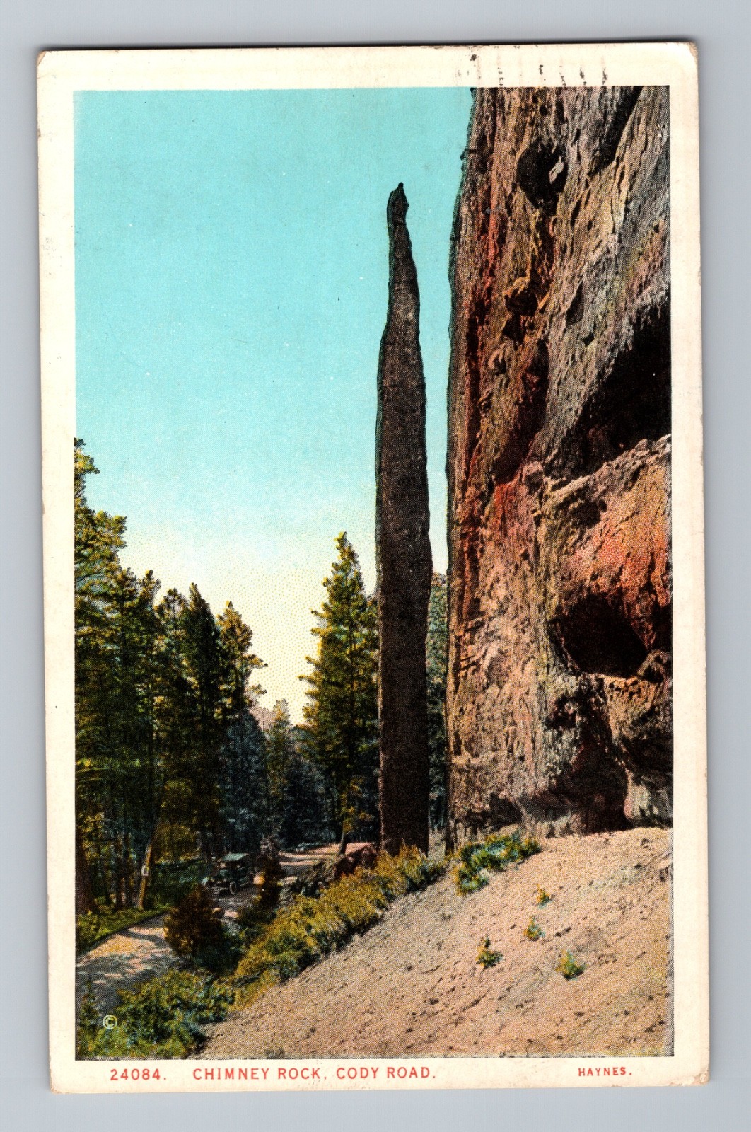 Chimney Rock Cody Road Wyoming Postcard #24804 Haynes Picture Shops 1930 Chimney Rock Cody Road Wyoming Postcard #24804 Haynes Picture Shops 1930